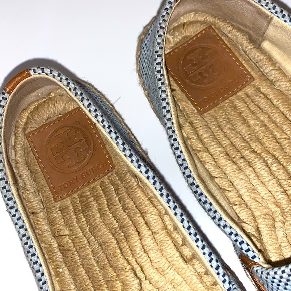EUC Tory Burch Lonnie Canvas and Leather Espadrille Flats Size 8 - Picture 3 of 7